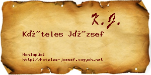 Köteles József névjegykártya